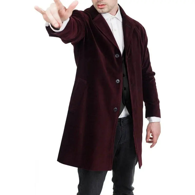 12th Doctor Who Peter Capaldi Maroon Velvet Coat Max Jackets