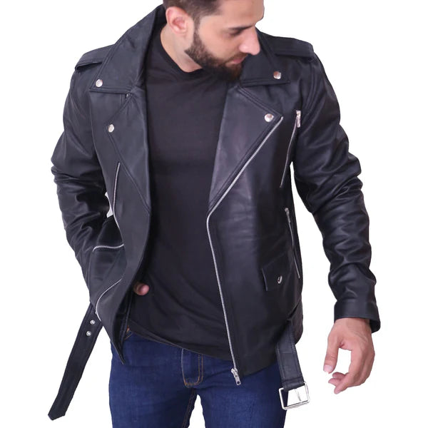 Men's Slim Fit Adam Levine Black Leather Jacket Max Jackets