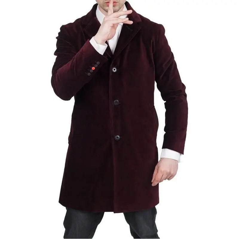 12th Doctor Who Peter Capaldi Maroon Velvet Coat Max Jackets