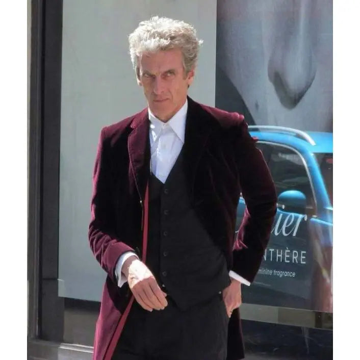 12th Doctor Who Peter Capaldi Maroon Velvet Coat Max Jackets