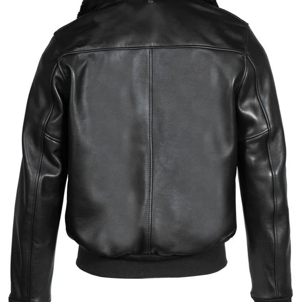 Men's Black A2 Aviator Bomber Leather Jacket Max Jackets