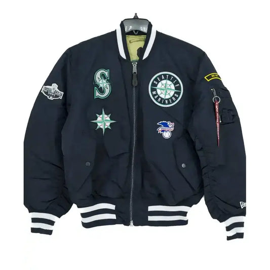 Seattle Mariners Ma-1 Satin Blue Bomber Jacket