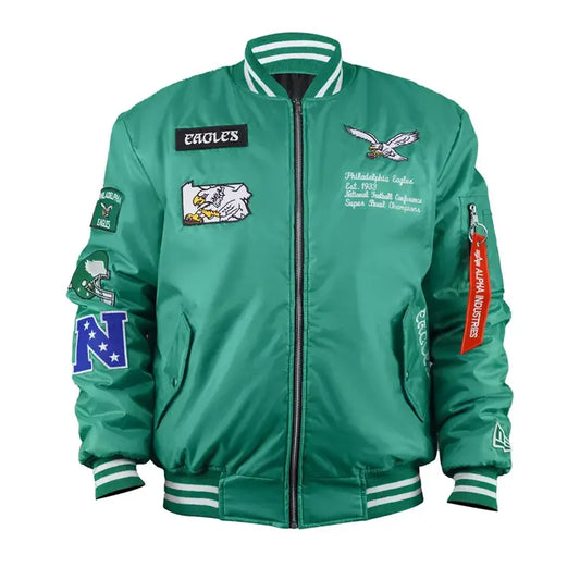 Philadelphia Eagles New Era x Alpha Green Bomber Jacket