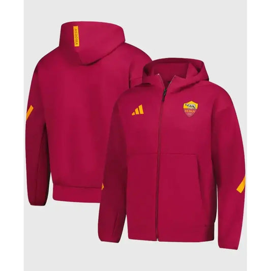 AS Roma Adidas Anthem Red hooded jacket