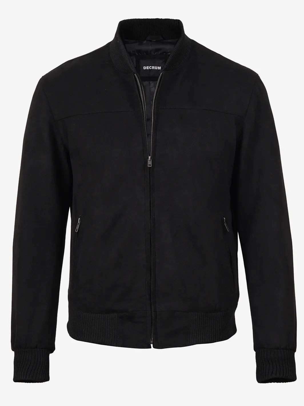 Men's Black Faux Suede Bomber Jacket