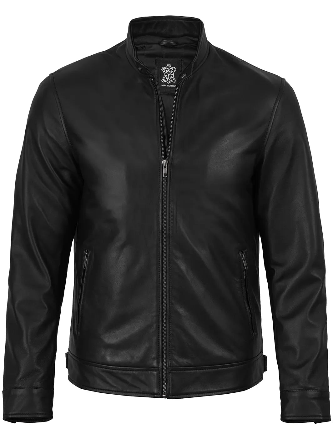 Owen Men's Black Cafe Racer Style Real Leather Jacket