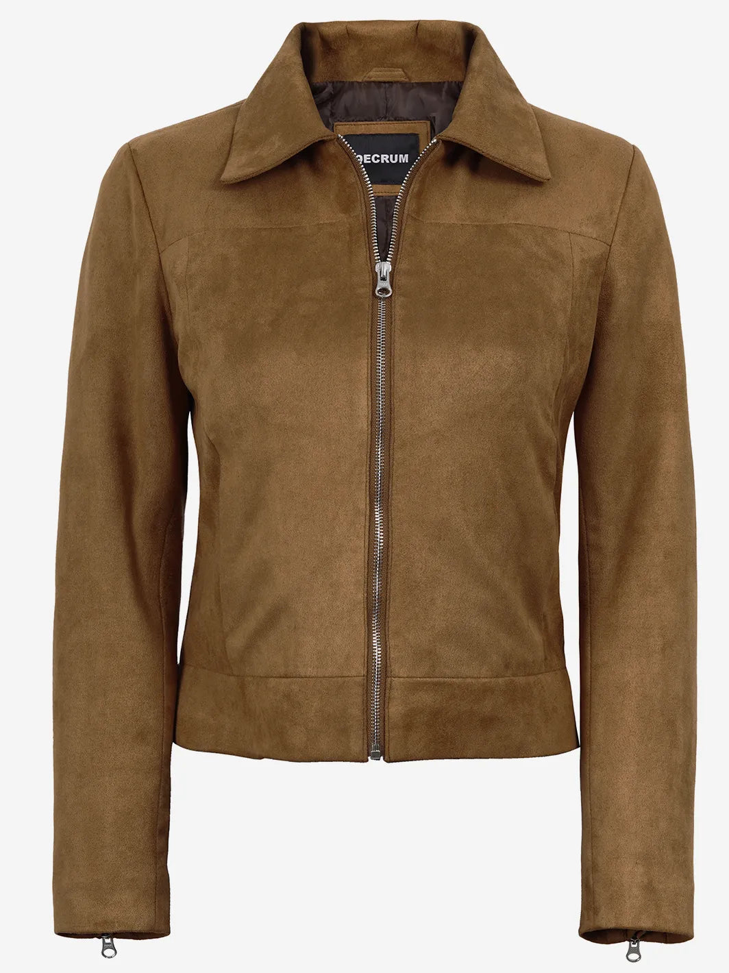 Women's Light Brown Faux Suede Harrington Jacket