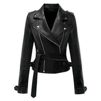 Premium Asymmetrical Brando Black Sheepskin Biker Leather Jacket for Women