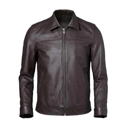 Café Racer Brown Slim fit Motorcycle Premium Lambskin Leather Jacket For Men
