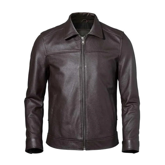 Café Racer Brown Slim fit Motorcycle Premium Lambskin Leather Jacket For Men