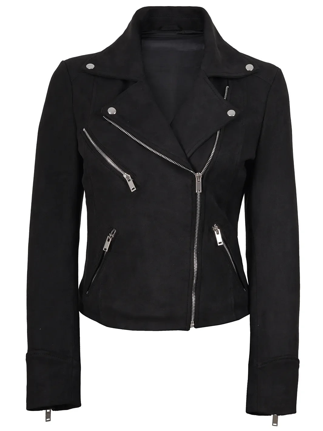 Women's Black Faux Suede Biker Style Jacket