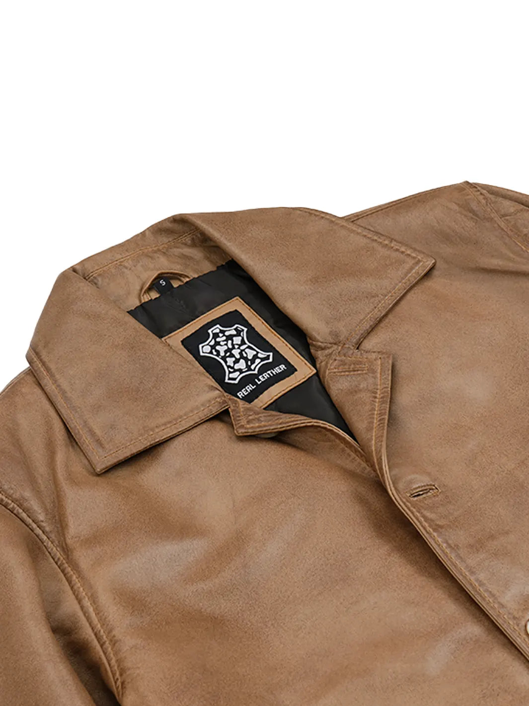 Winchester — Men's Camel Brown 3/4 Length Leather Car Coat