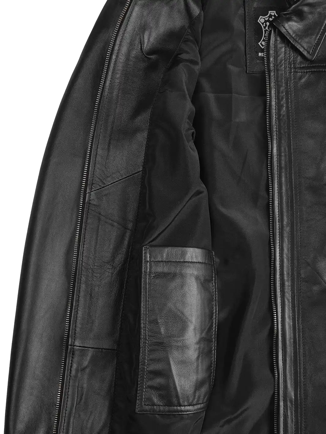 Marsha Women's Shirt-Collar Black Leather Car Coat