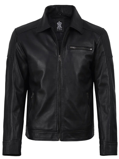 Neville Harrington Style Men's Black Leather Jacket