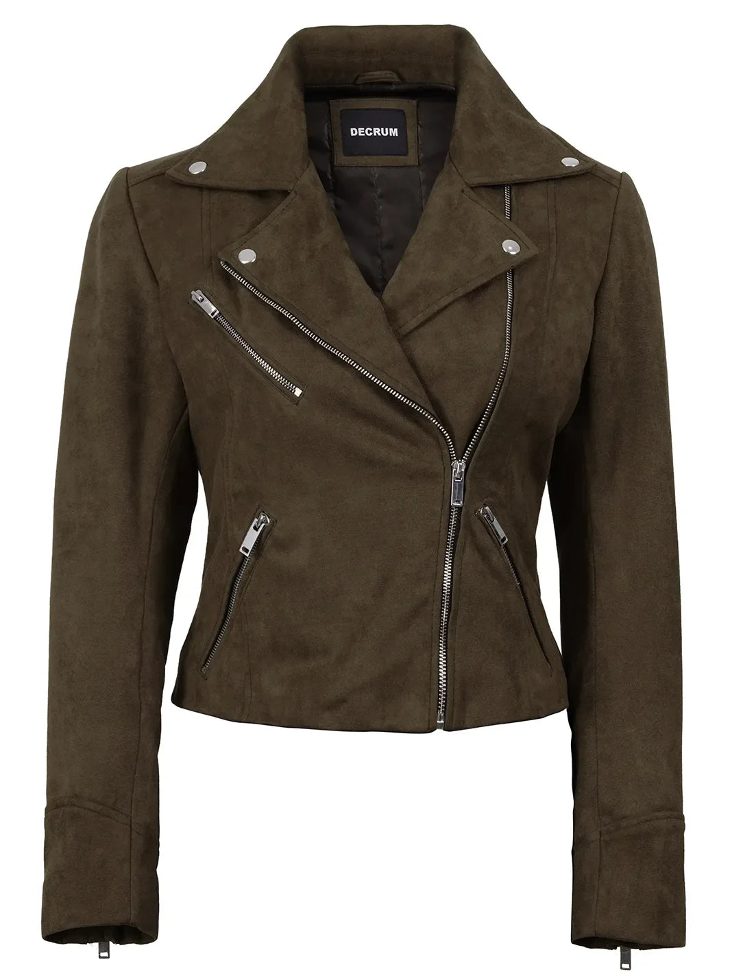 Women's Dark Brown Faux Suede Biker Style Jacket