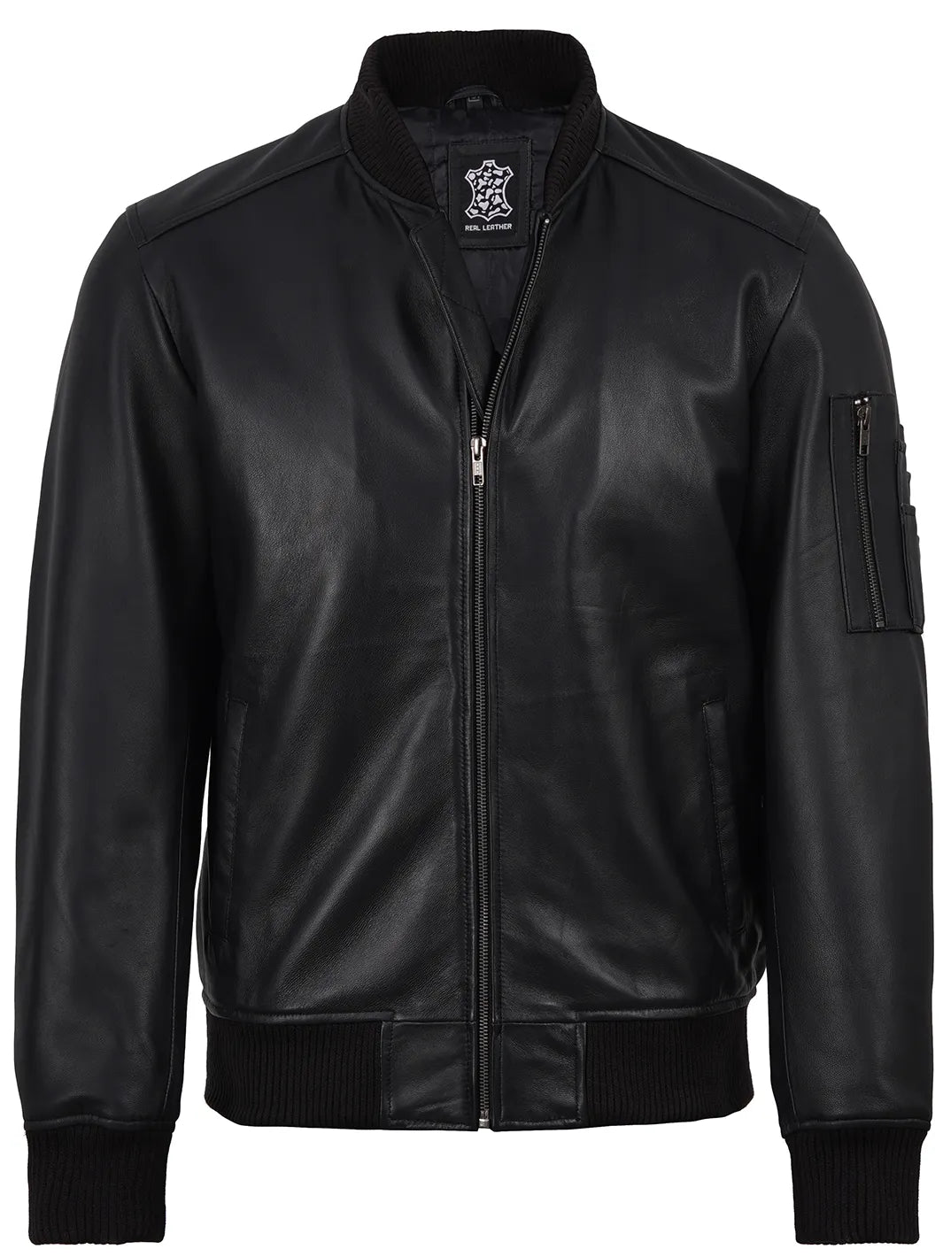 Bryan Men's Black Lambskin Leather Bomber Jacket