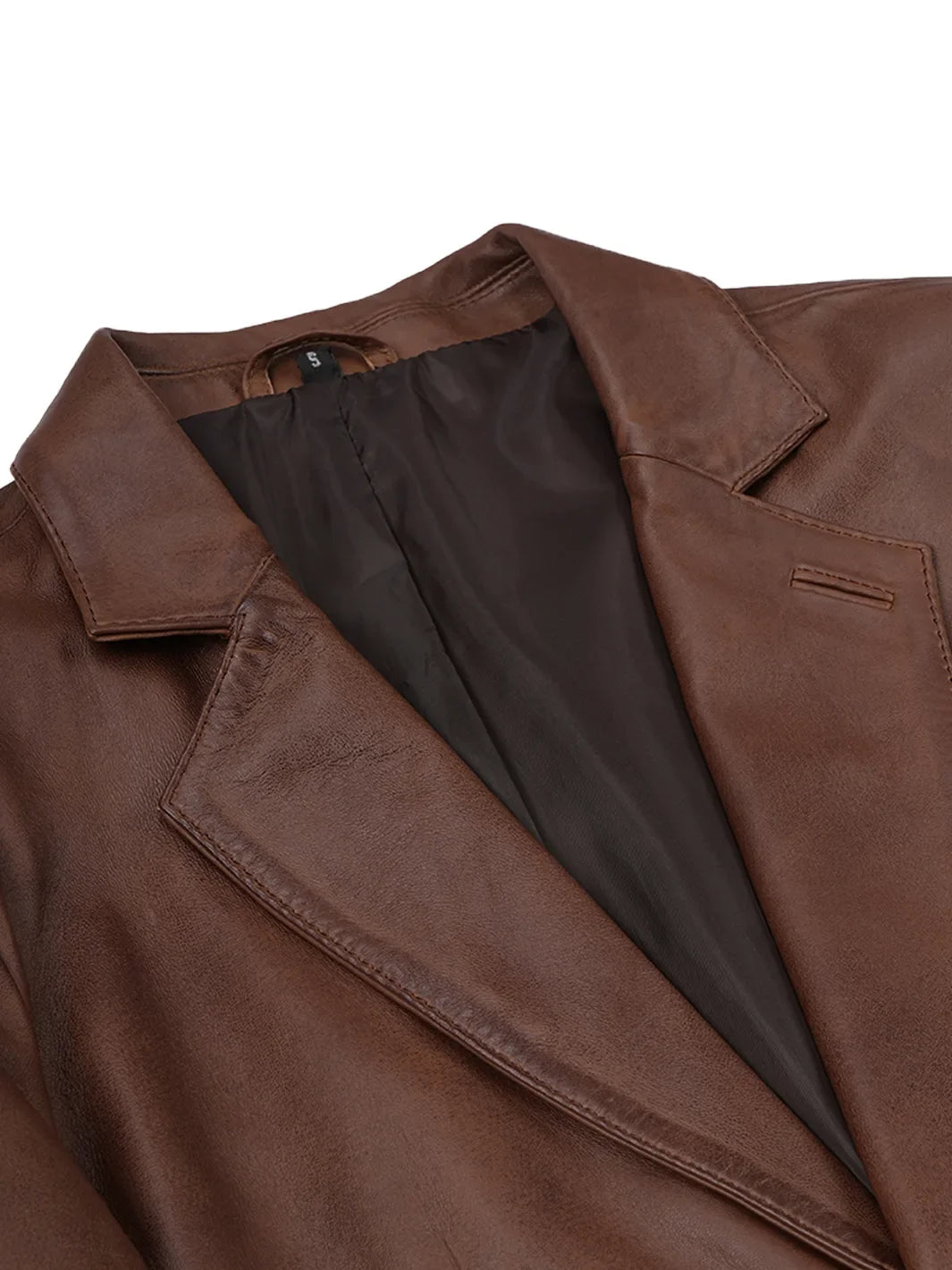 Men's Cognac Brown Two-Button Leather Blazer