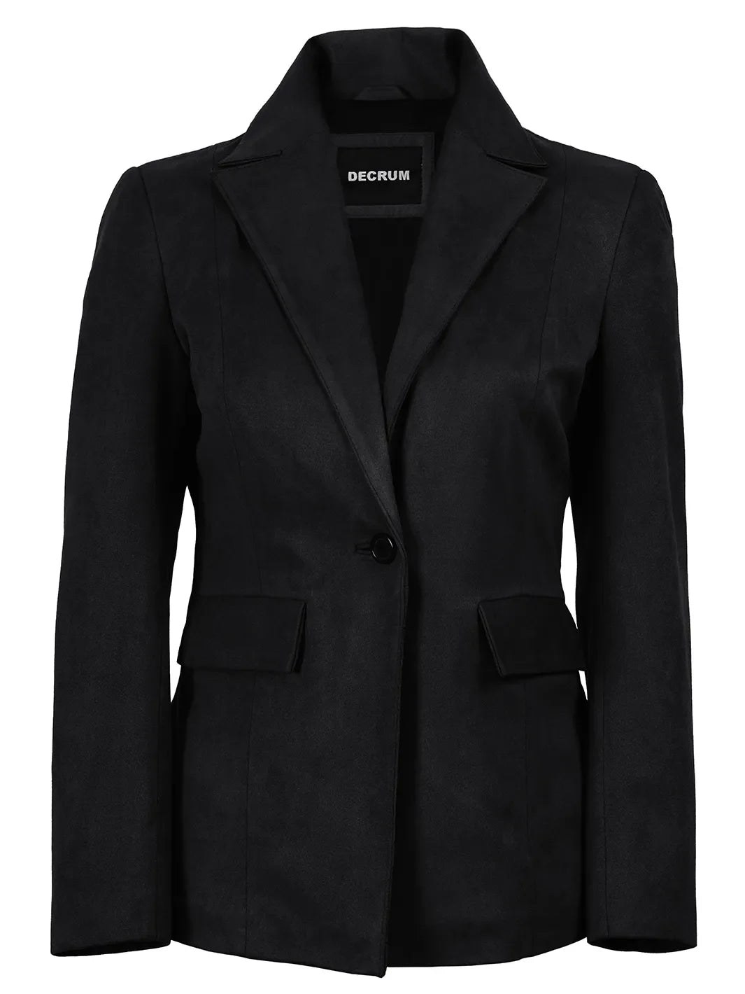 Women's Black Faux Suede Notch Lapel Blazer