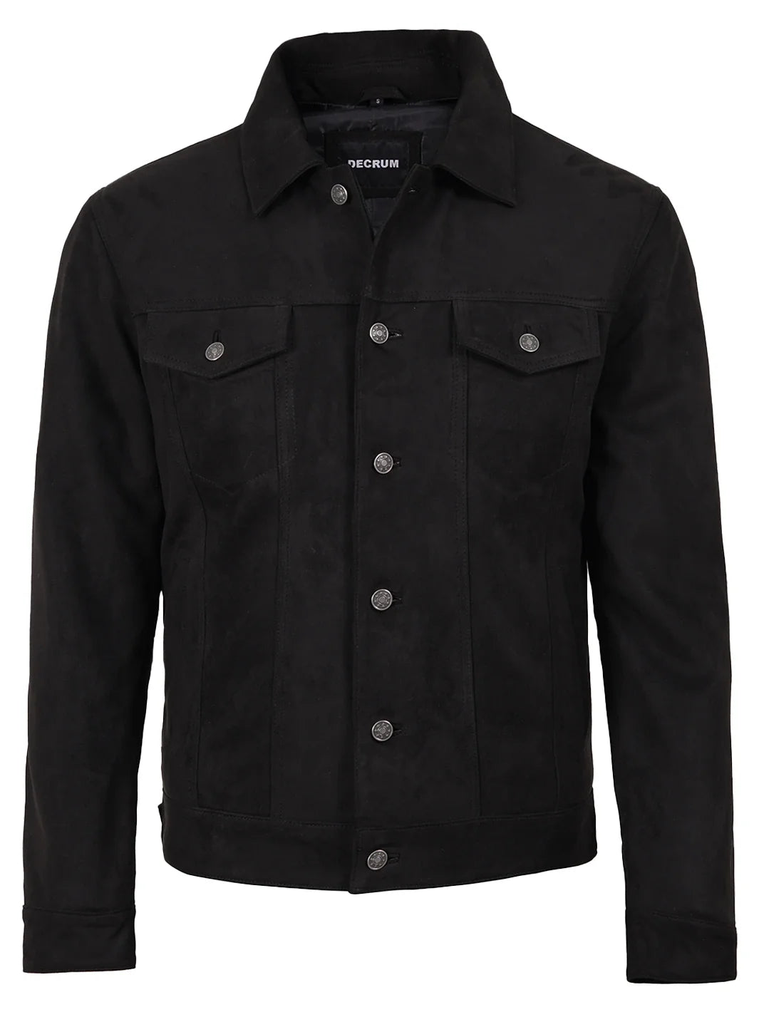 Men's Black Faux Suede Trucker Jacket