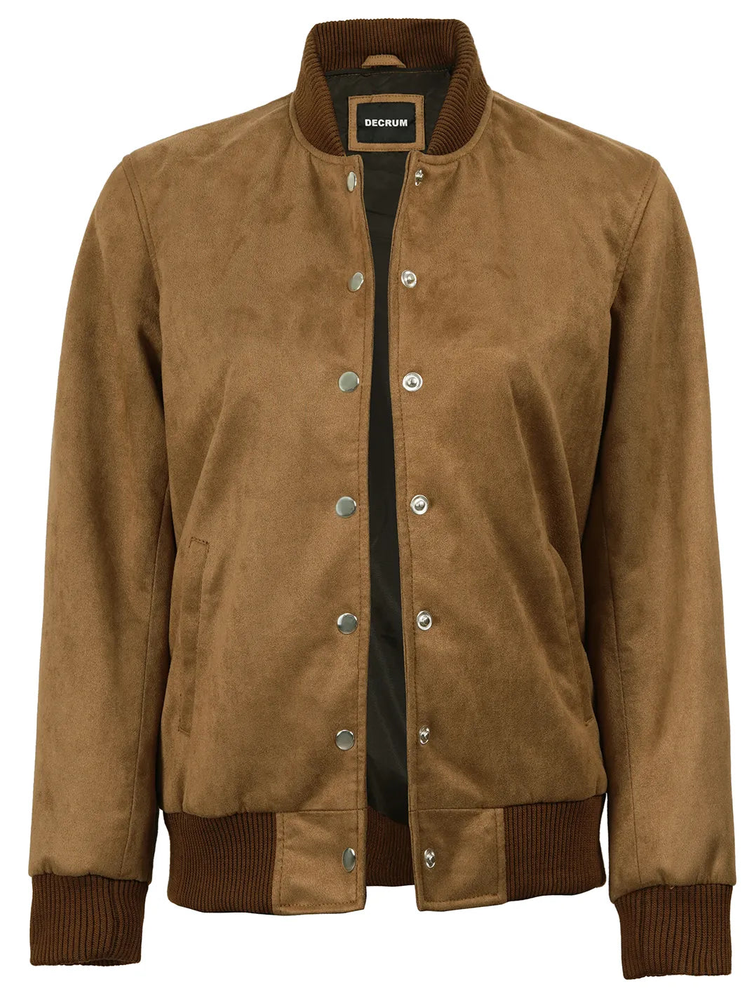 Vera Women's Light Brown Bomber Faux Suede Jacket