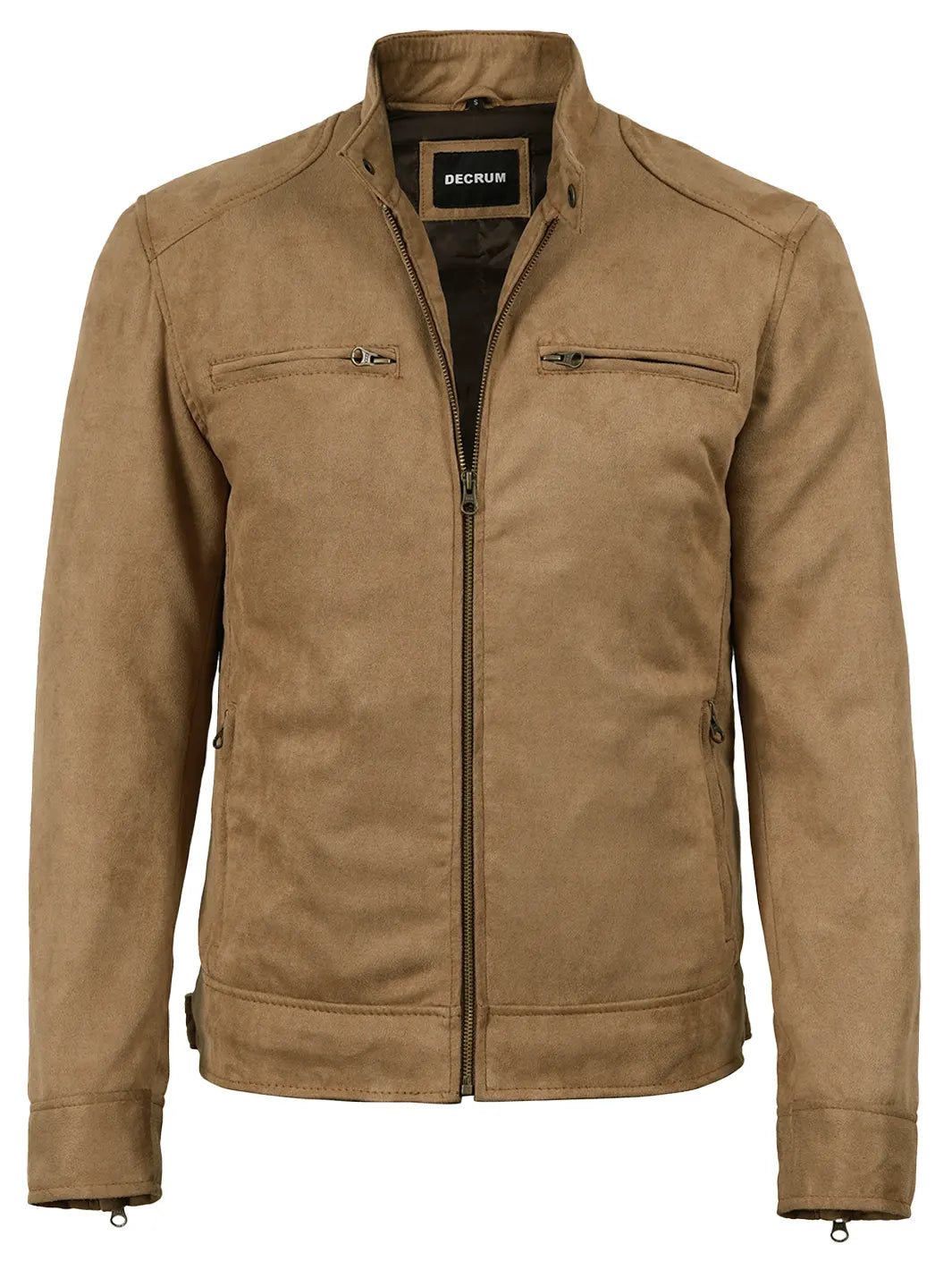 Men's Camel Faux Suede Cafe Racer Jacket