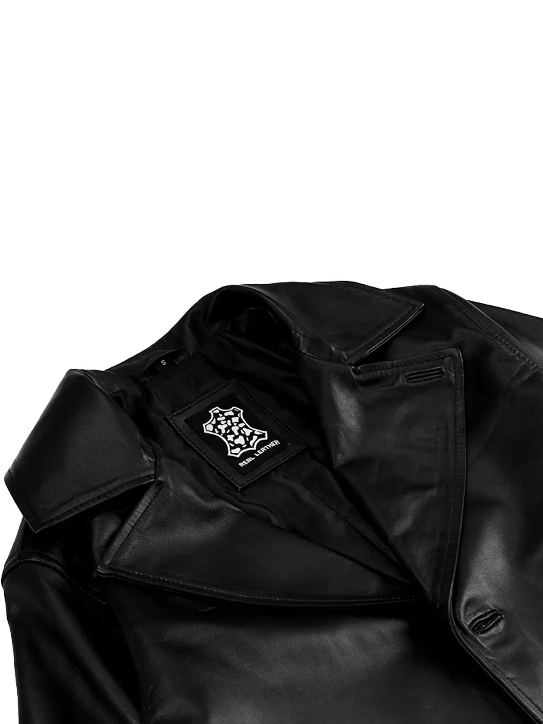 Men's Black 3/4 Length Real Leather Car Coat