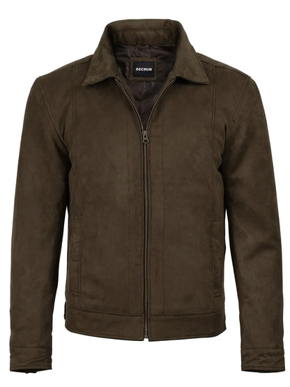Men's Dark Brown Faux Suede Harrington Jacket