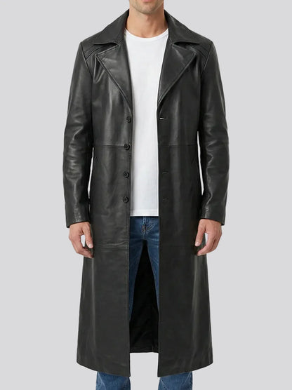 Men's Black Leather Coat