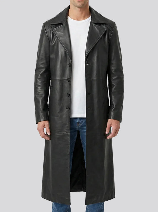 Men's Black Leather Coat