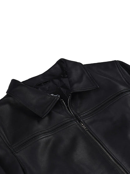 Men's Black Leather Harrington Jacket