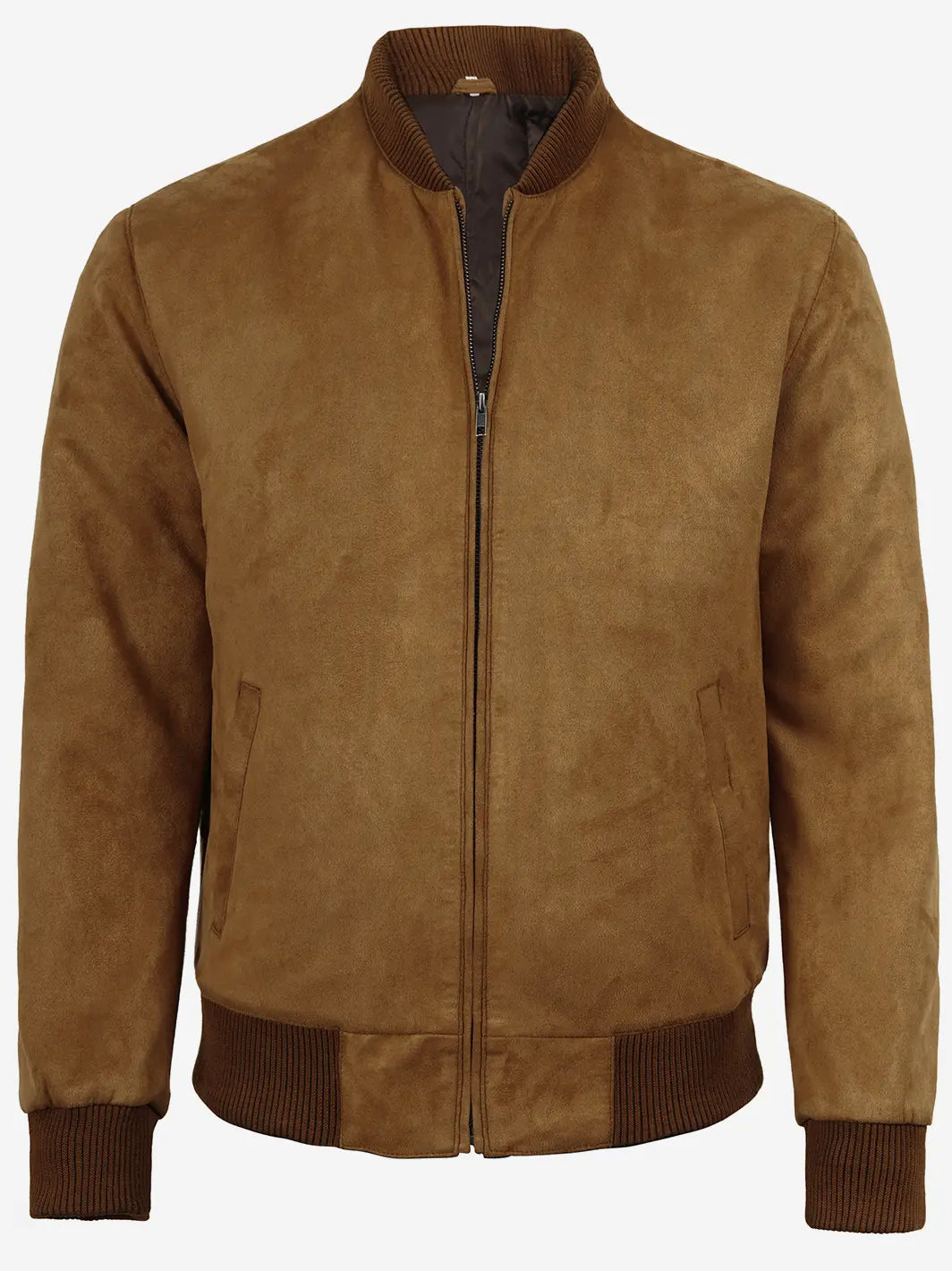 Adamsville Men's Light Brown Faux Suede Bomber Jacket