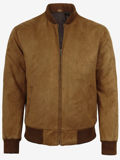 Adamsville Men's Light Brown Faux Suede Bomber Jacket