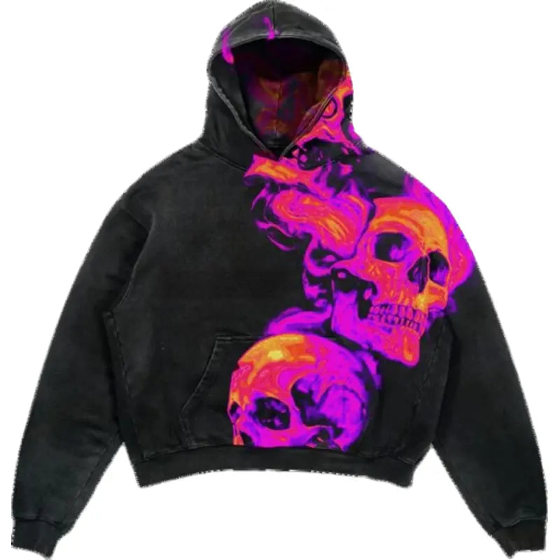 Skully Grey Hoodie Vintage Jacket