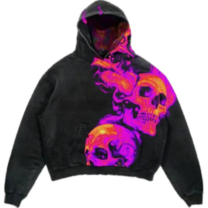 Skully Grey Hoodie Vintage Jacket