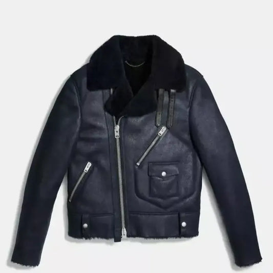 Bashy Isaac Carter Black Aviator Shearling Leather Jacket