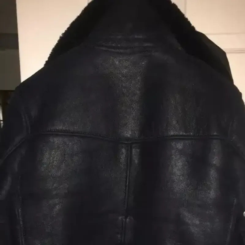 Bashy Isaac Carter Black Aviator Shearling Leather Jacket