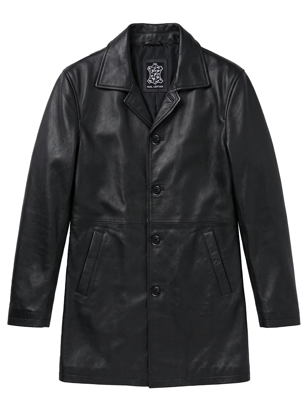 Winchester Men's Black 3/4 Length Leather Car Coat