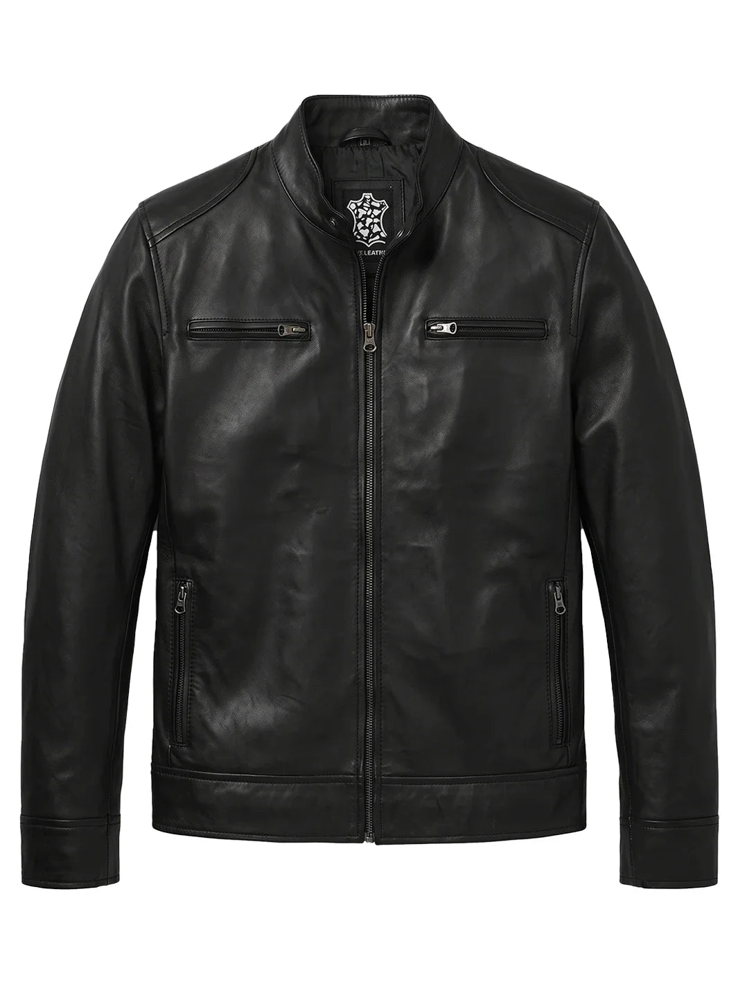Men's Black Lambskin Leather Cafe Racer Jacket