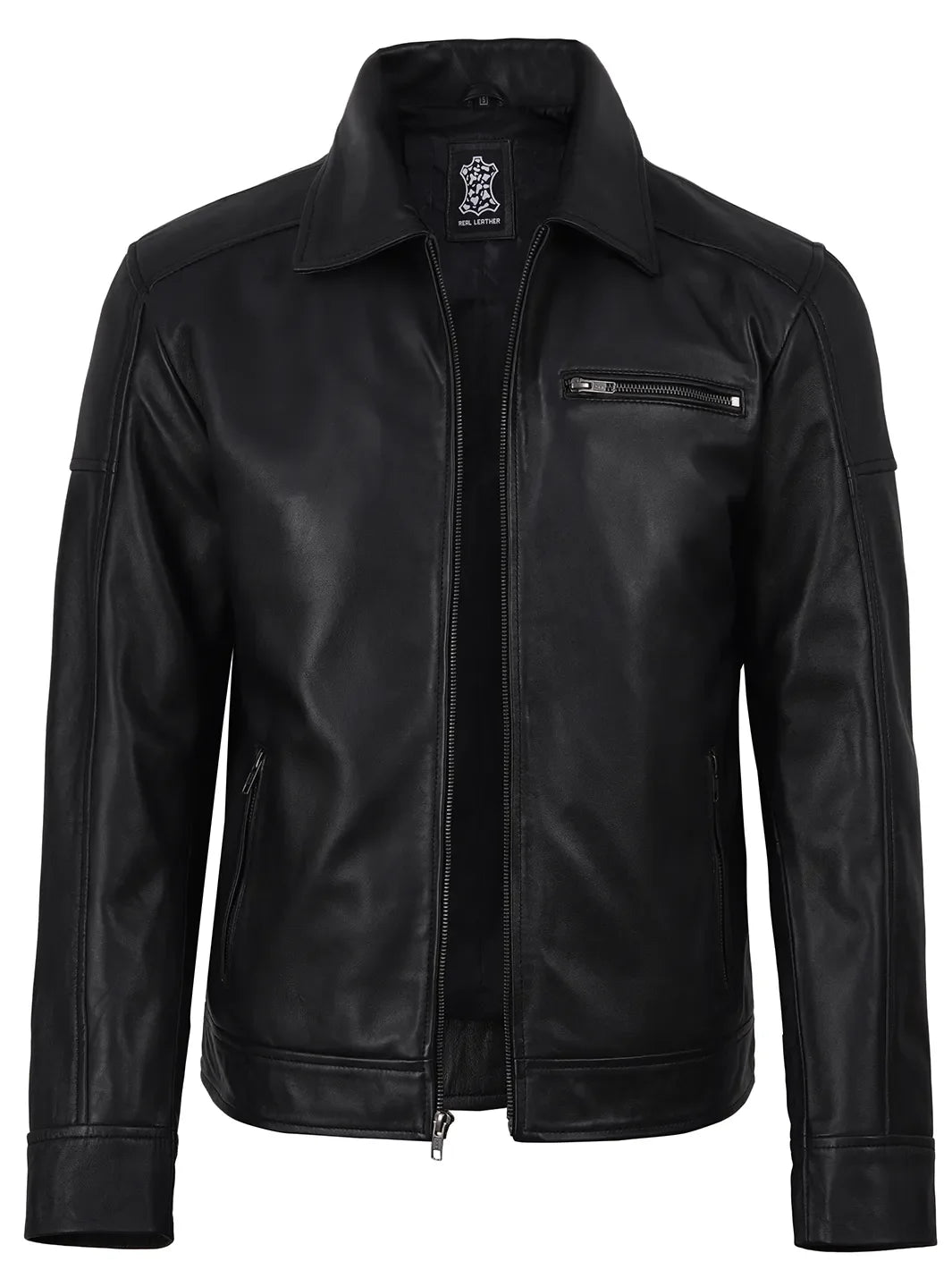 Neville Harrington Style Men's Black Leather Jacket