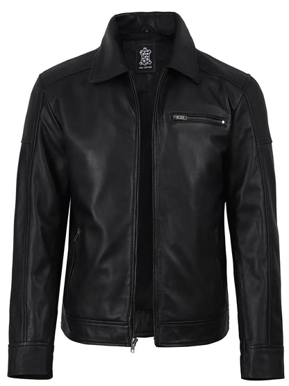 Neville Harrington Style Men's Black Leather Jacket