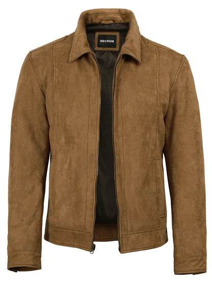 Men's Light Brown Faux Suede Harrington Jacket