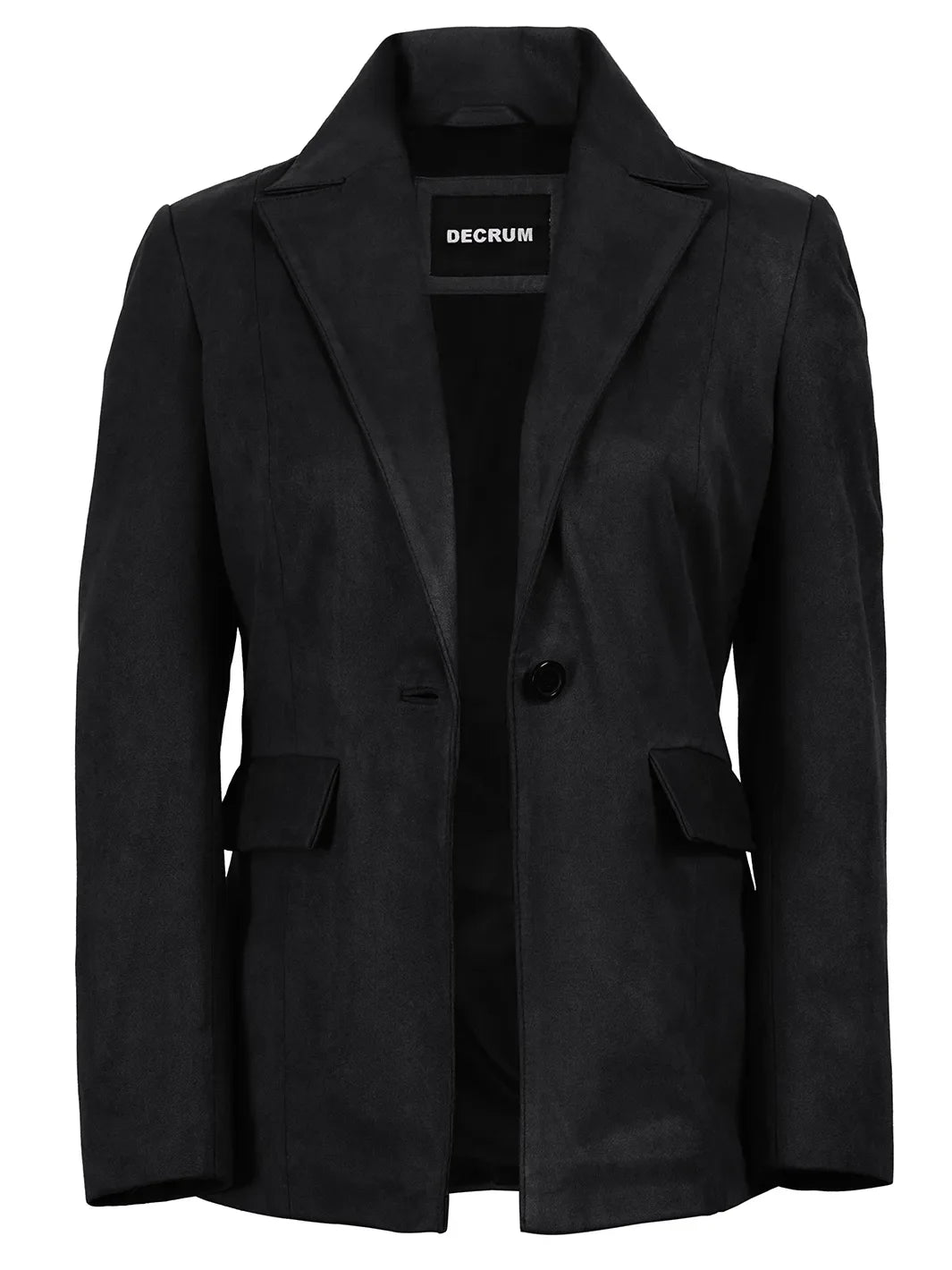 Women's Black Faux Suede Notch Lapel Blazer