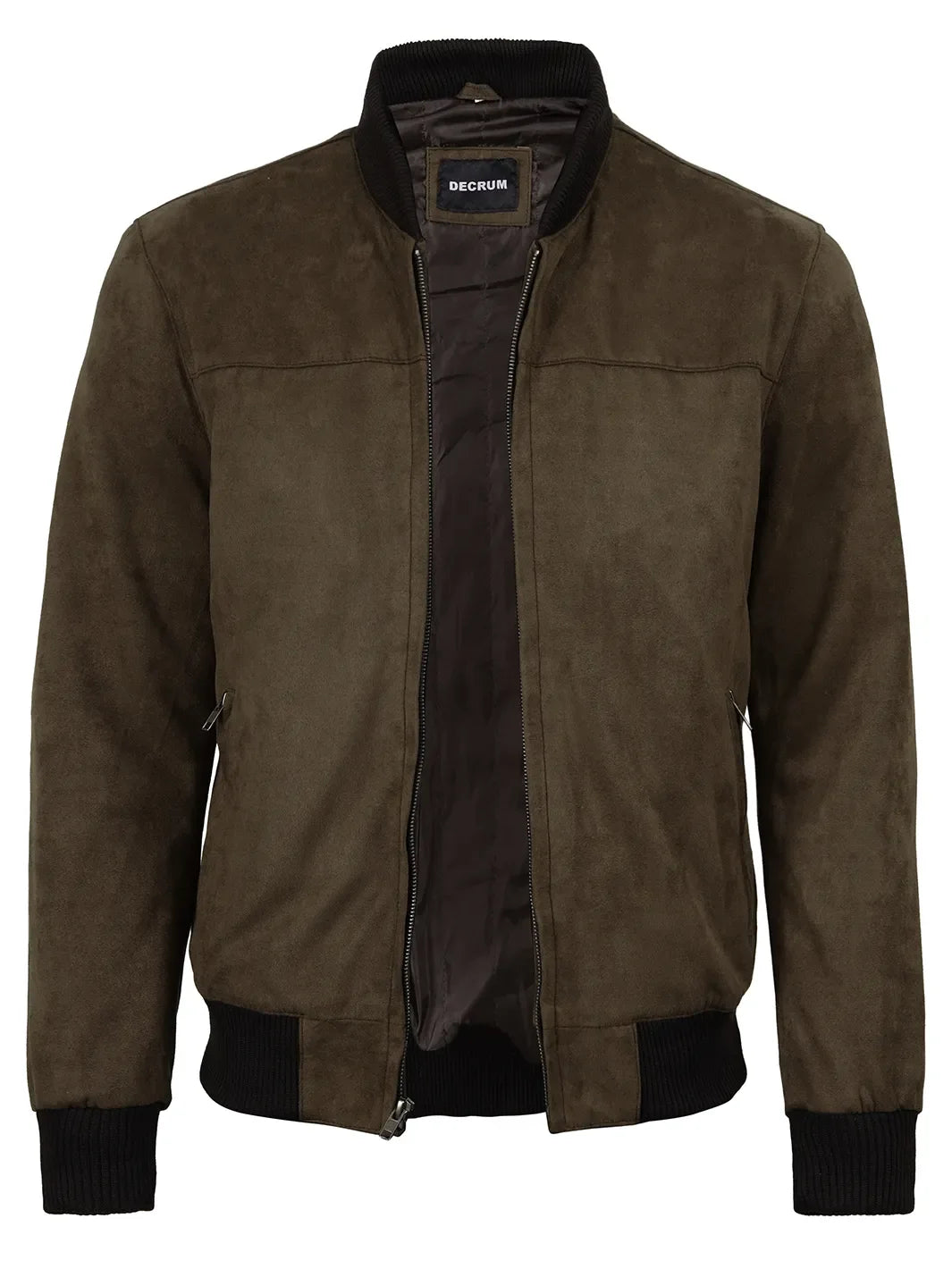 Men's Dark Brown Faux Suede Bomber Jacket