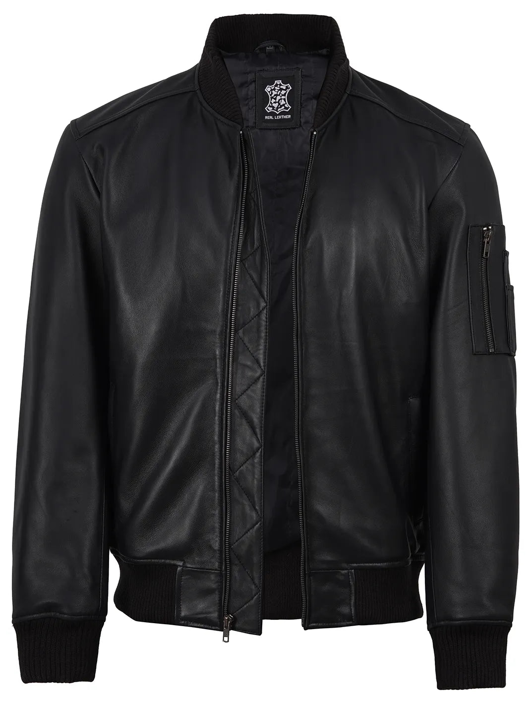 Bryan Men's Black Lambskin Leather Bomber Jacket