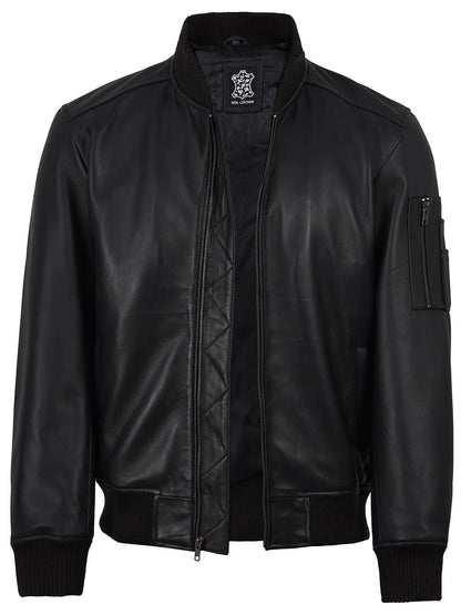 Bryan Men's Black Lambskin Leather Bomber Jacket