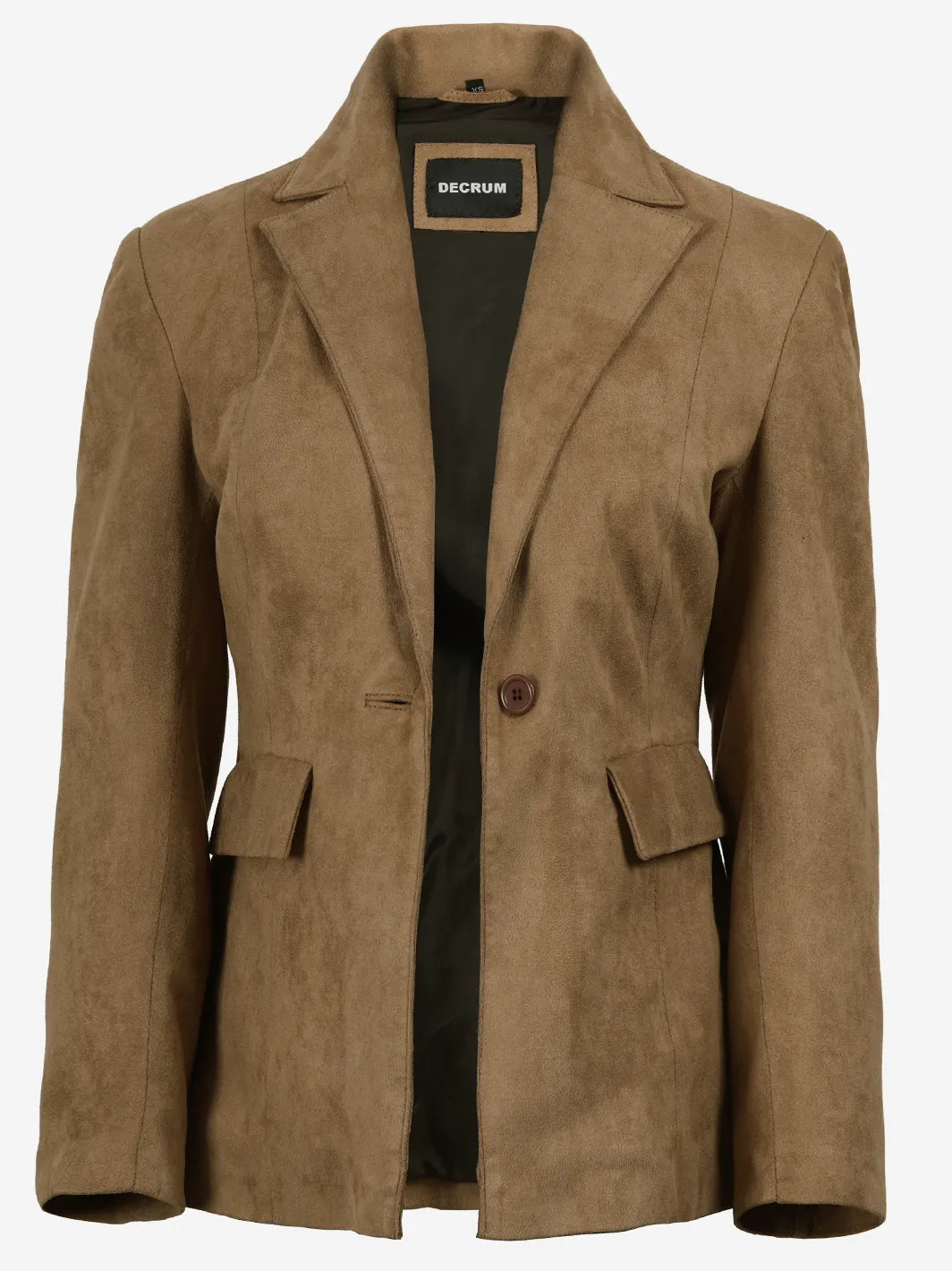 Women's Camel Faux Suede Notch Lapel Blazer