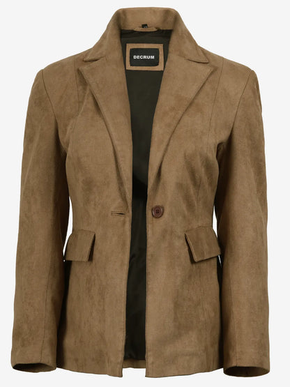 Women's Camel Faux Suede Notch Lapel Blazer