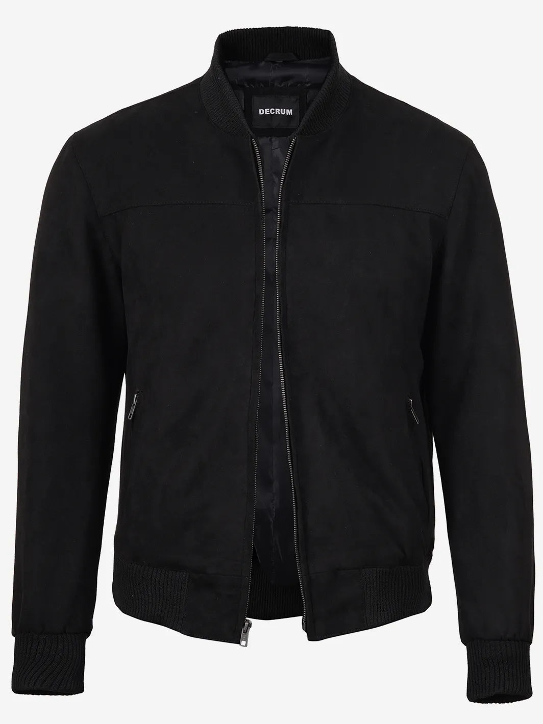 Men's Black Faux Suede Bomber Jacket