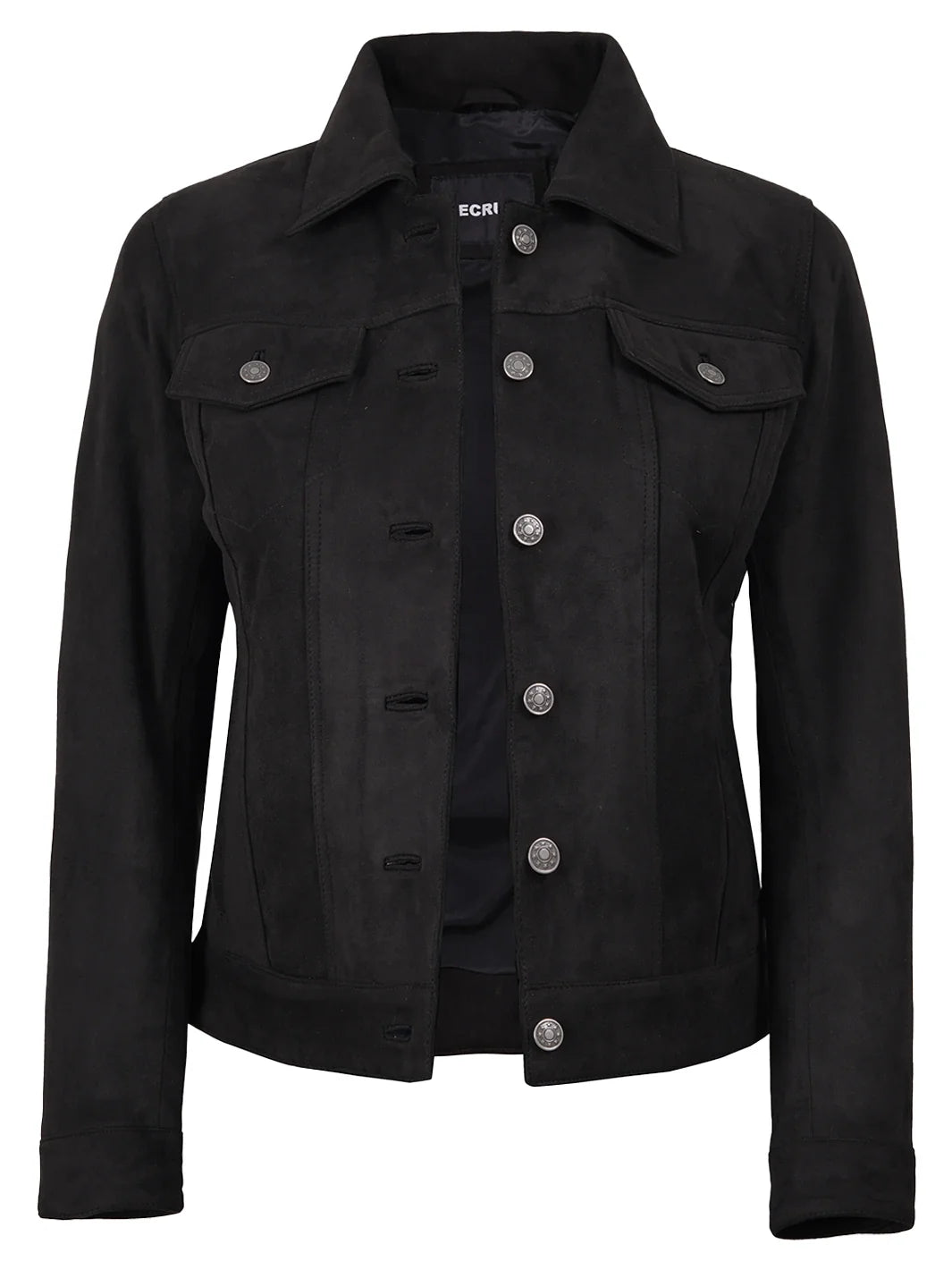 Women's Black Faux Suede Trucker Jacket