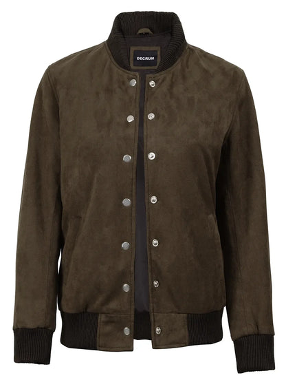 Vera Women's Dark Brown Bomber Faux Suede Jacket